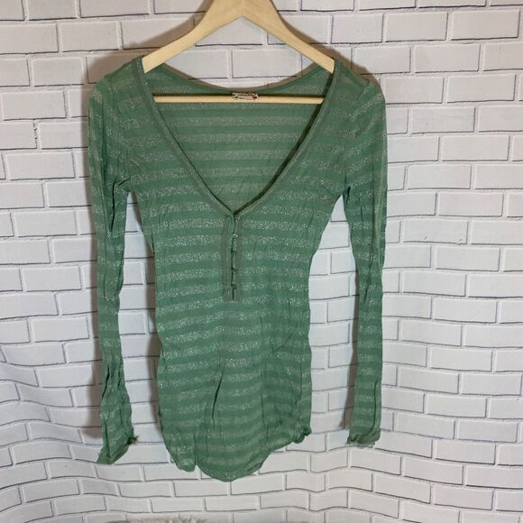 Intimately Free People NWOT Mint Green Henley Sz S - Picture 2 of 7